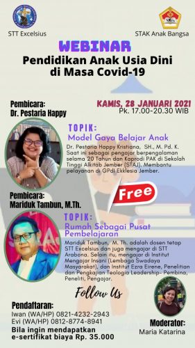 Webinar STT Excelsius dan STAK Anak Bangsa “Pendidikan Anak Usia Dini di Masa Covid-19”