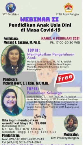 Webinar sesi ke-2 “STT Excelsius dan STAK Anak Bangsa”: Pendidikan Keluarga dalam Meningkatkan Pengetahuan Anak