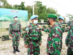 Danrem 091/ASN Lepas 153 Prajurit Satgas Kompi Zeni TNI Konga XXXVII-H/Minusca Car Tahun 2021 Yonzipur 17/AD