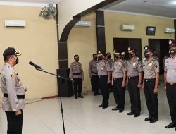 Kapolres Sergai Pimpin Upacara Korps Raport Kenaikan Pangkat 35 Personil