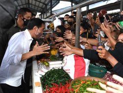 Pangdam I/BB dan Kapoldasu dampingi Presiden Beri BLT dan Sembako Para Pedagang kaki lima di Pasar Kebun Lada Kota Binjai