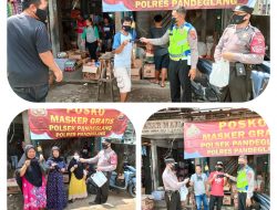 ANGGOTA POLSEK PANDEGLANG KEMBALI BAGIKAN MASKER DALAM UPAYA PENCEGAHAN PENYEBARAN VARIAN OMICRON