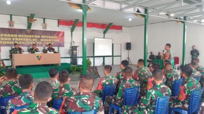 Paparan Kesiapan Operasi Satgas Pamtas RI-Malaysia Yonif 144/JY ke Yonif 645/GTY di Sambas
