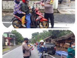 POLSEK SUMUR OPERASI YUSTISI DAN BAGIKAN MASKER KE PENGGUNA JALAN