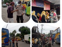 Polsek Saketi Gencar Himbauan Prokes dan Bagikan Masker