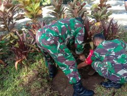 Anggota Koramil 0825/05 Kalibaru Melaksanakan Karya Bhakti Penanaman Bibit Pohon