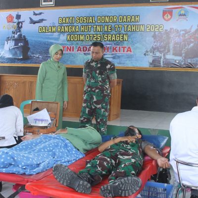 Peringati HUT TNI, Kodim Sragen Gelar Baksos donor darah
