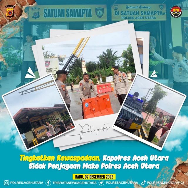 Tingkatkan Kewaspadaan, Kapolres Aceh Utara Sidak Penjagaan Mako Polres Aceh Utara
