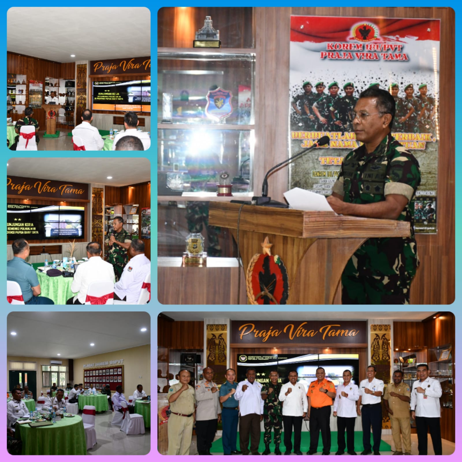 Rapat Koordinasi Dengan Tim Kemenkopolhukam Dan Instansi Terkait di Wilayah Korem 181/PVT Tahun 2023
