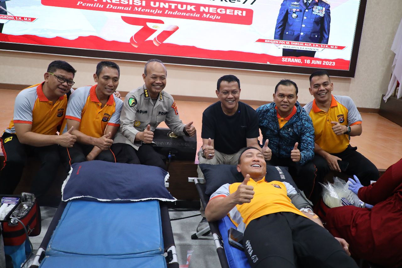 Sambut HUT Bhayangkara Ke-77 Polda Banten Gelar Aksi Donor Darah