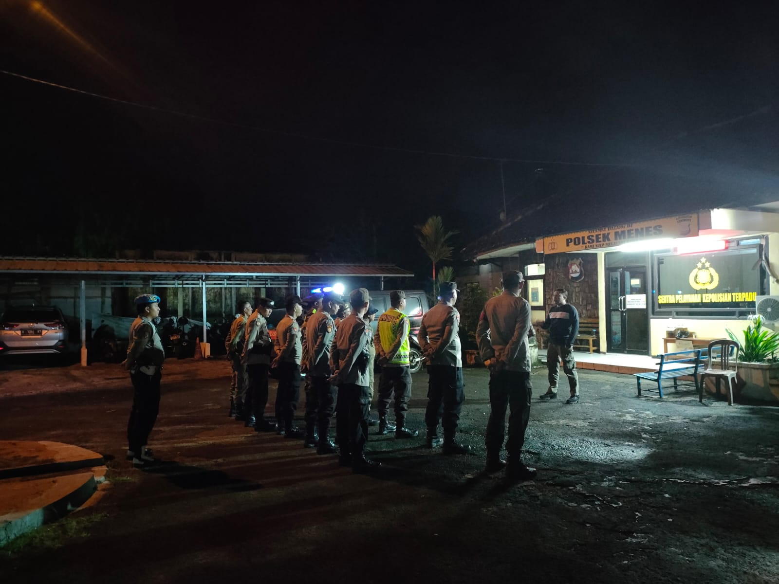 Cegah Geng Motor, Polsek Menes Melaksanakan Patroli Gabungan
