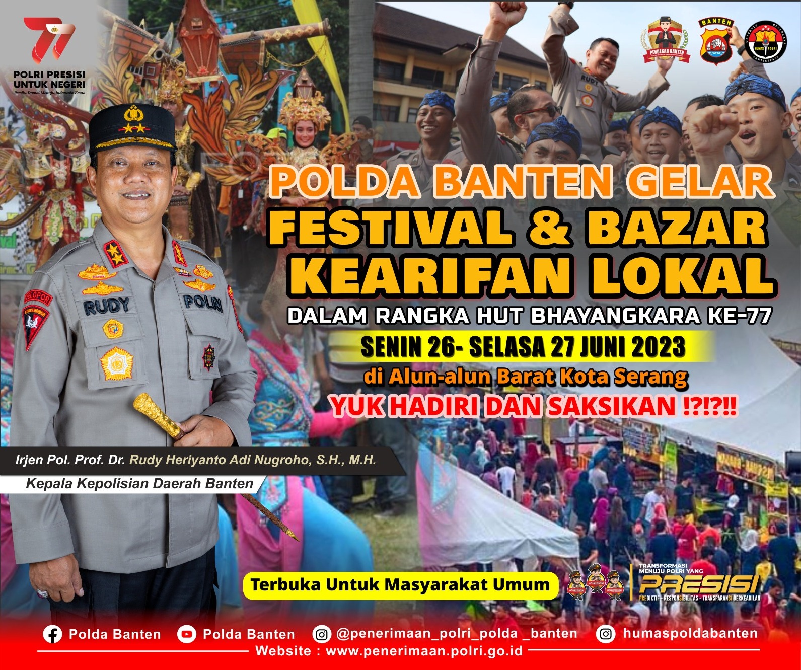 Peringati Hari Bhayangkara Ke-77, Polda Banten Akan Gelar Festival dan Bazar