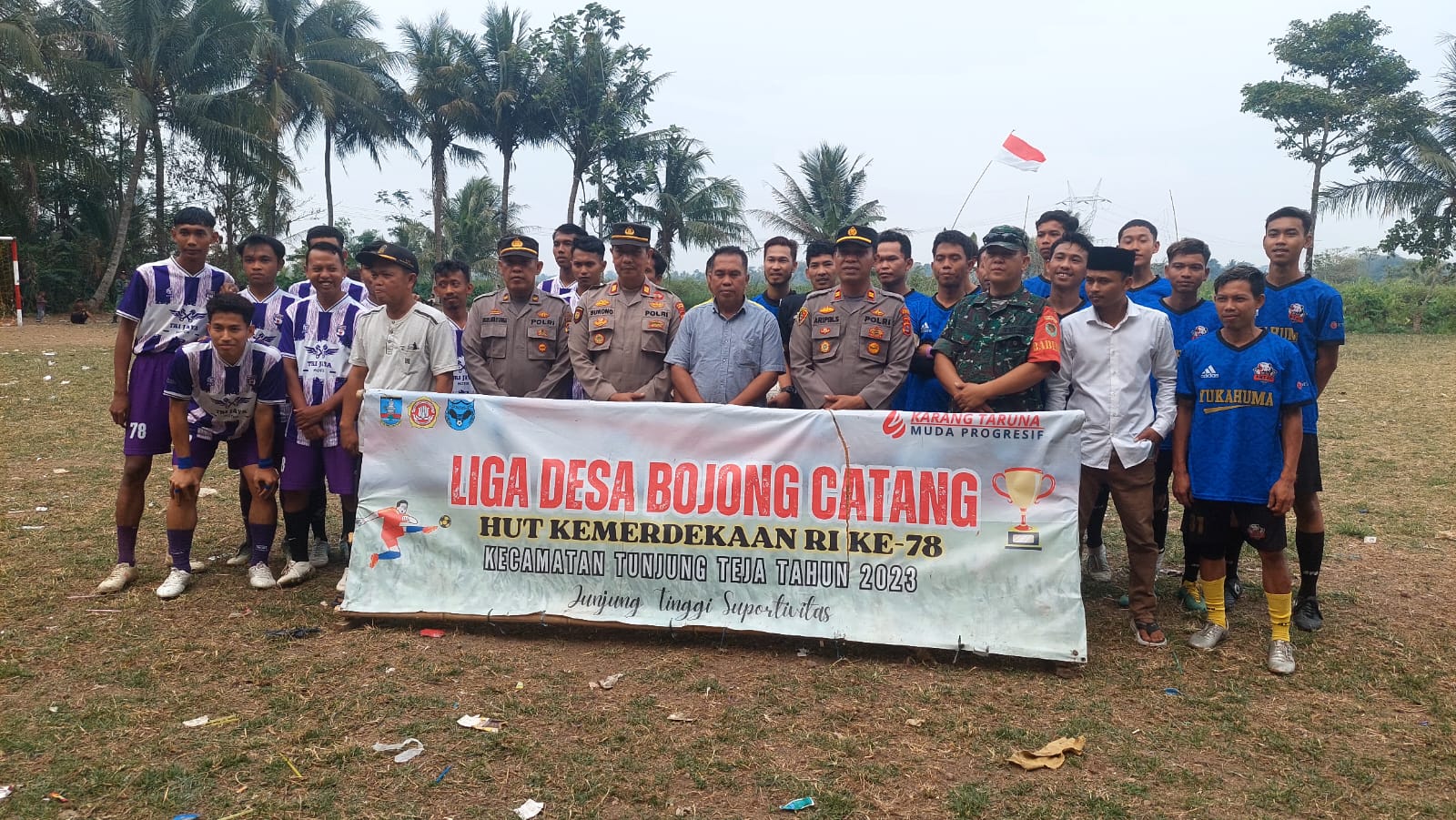 Kapolsek Petir Polres Serang Memimpin Pengamanan Final Turnamen Sepak Bola Liga Desa Bojong Catang dalam rangka HUT Kemerdekaan RI Ke-78