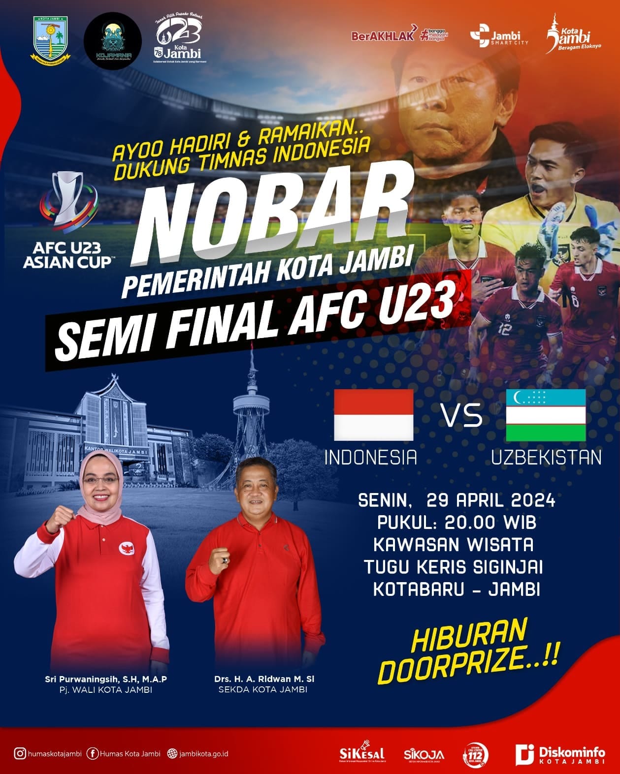 Malam Ini Pemkot Jambi Gelar Nobar Timnas vs Uzbekistan