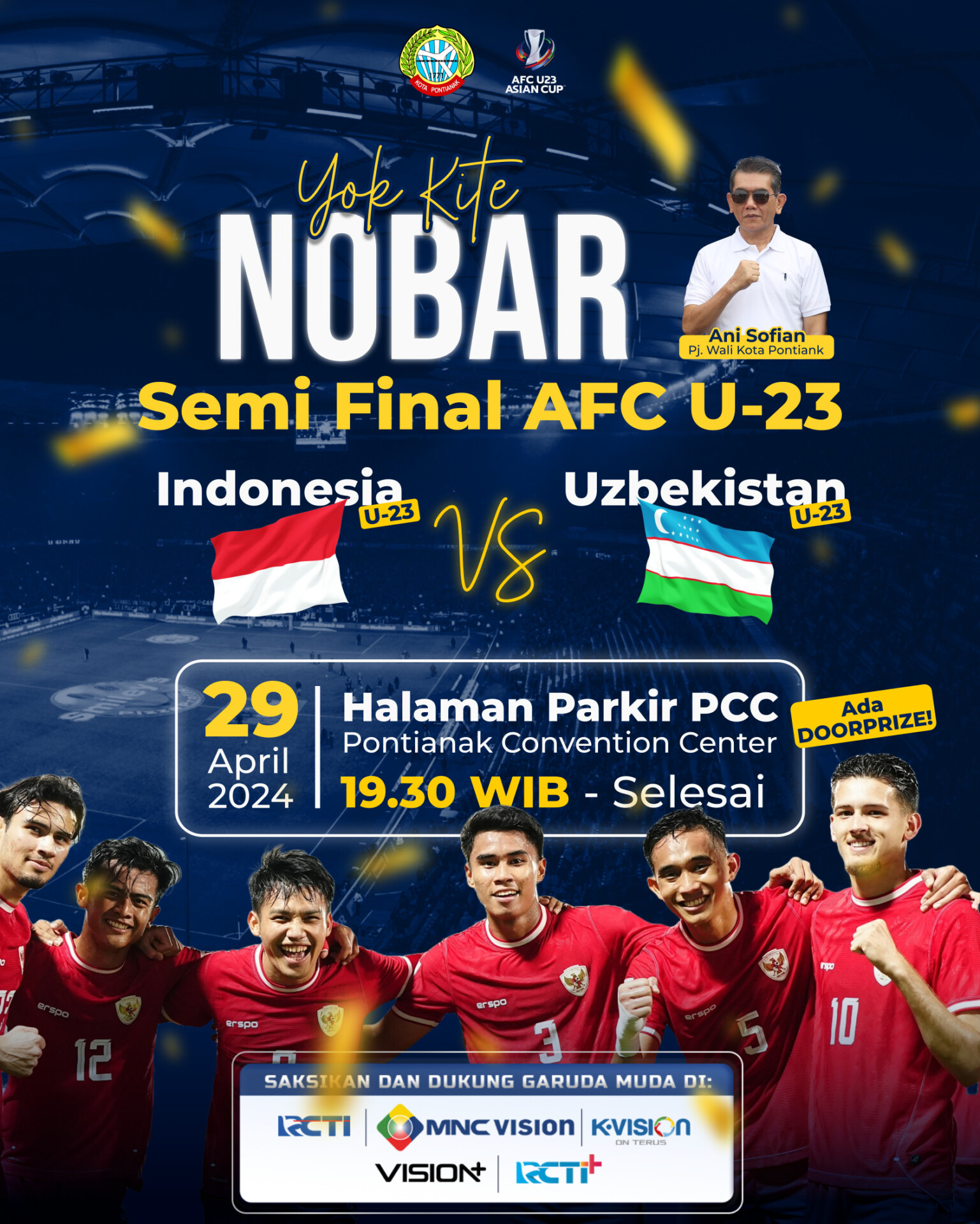 Dukung Timnas U-23, Pemkot Pontianak Gelar Nobar Lawan Uzbekistan