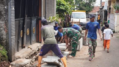 Progres 64 Persen, Drainase TMMD di Sukamaju Dikebut Meski Diguyur Gerimis