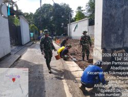 TMMD Depok Tuntaskan Drainase 200 Meter di Sukamaju, Satu Lokasi Capai 100 Persen