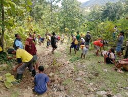 Satgas Yonarhanud 2 Kostrad Gotong Royong Perbaiki Jalan Bersama Warga Perbatasan