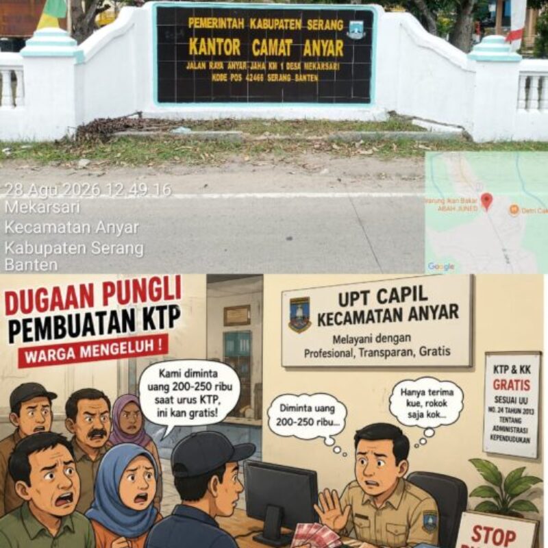 Warga Mengeluh, Dugaan Pungli Pengurusan KTP di UPT Capil Anyar Disorot: Profesionalitas Dipertanyakan